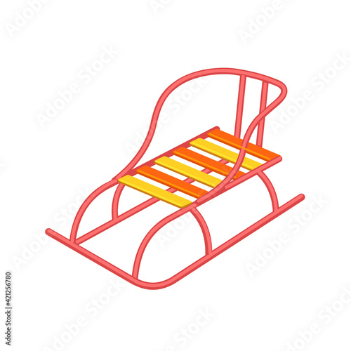Metal sleds with a back, sleds. Icon. Vector illustration isolated on white background.