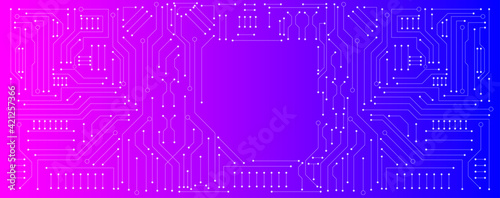 circuit board electronic or electrical line with pink and blue background, science engineering  technology concept vector background