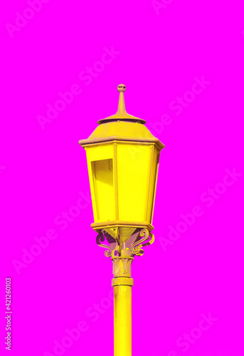 Colorful minimalistic street lamp. Fashion wallpaper photo