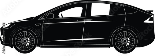 Modern Electric Car s, black illustration on white background
