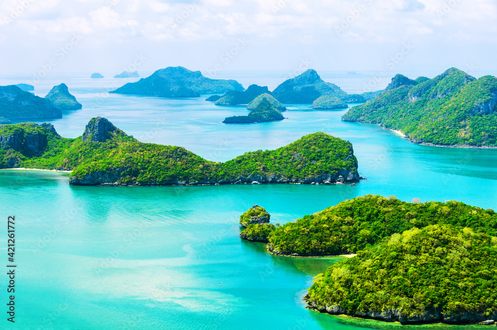 Aerial view of the Mu Ko Ang Thong Islands and National Marine Park