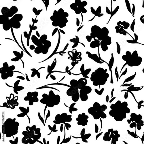 monochrome flowers pattern seamless trend in textiles vector background floral fashion fabric