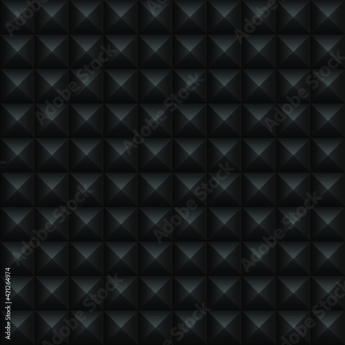 Black squares background. Mosaic tiles pattern. Seamless vector illustration.