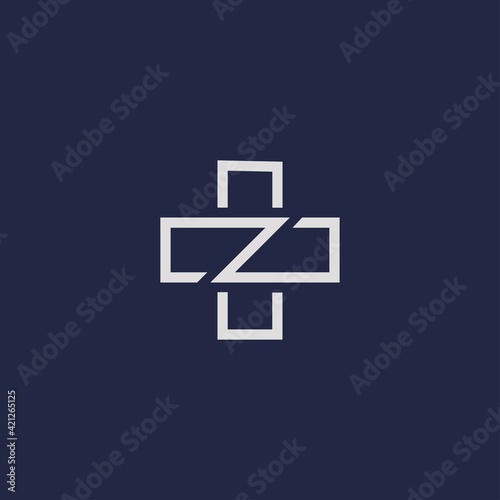 The letter Z initial logo combined with the plus symbol is suitable for the needs of logos in the health sector