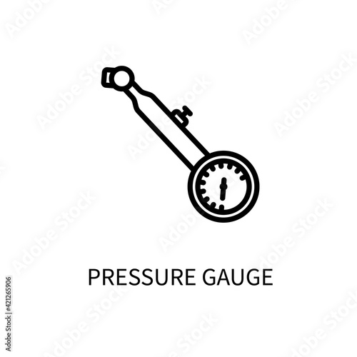 The Icon Of The Tire Pressure Gauge Line. Pressure Measuring Equipment. Vector sign in a simple style isolated on a white background. 64x64 pixel.