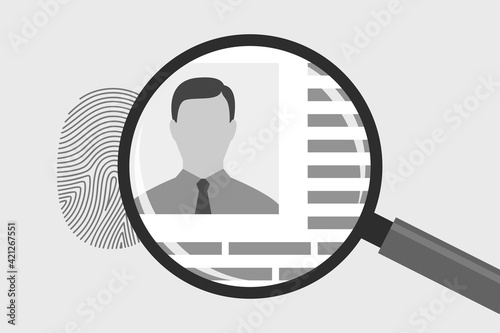 Concept of identification of person using fingerprint photo