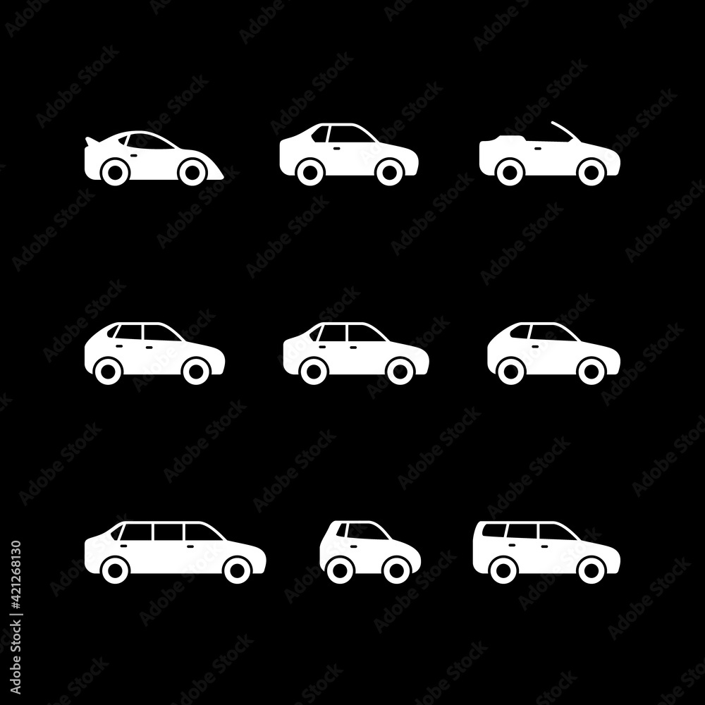 Set glyph icons of car