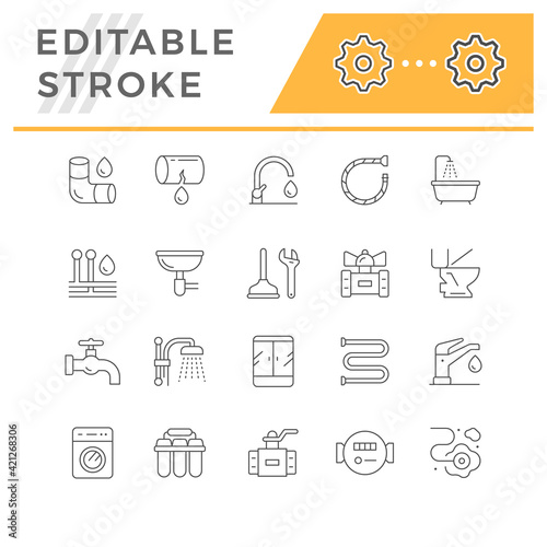 Set line icons of plumbing