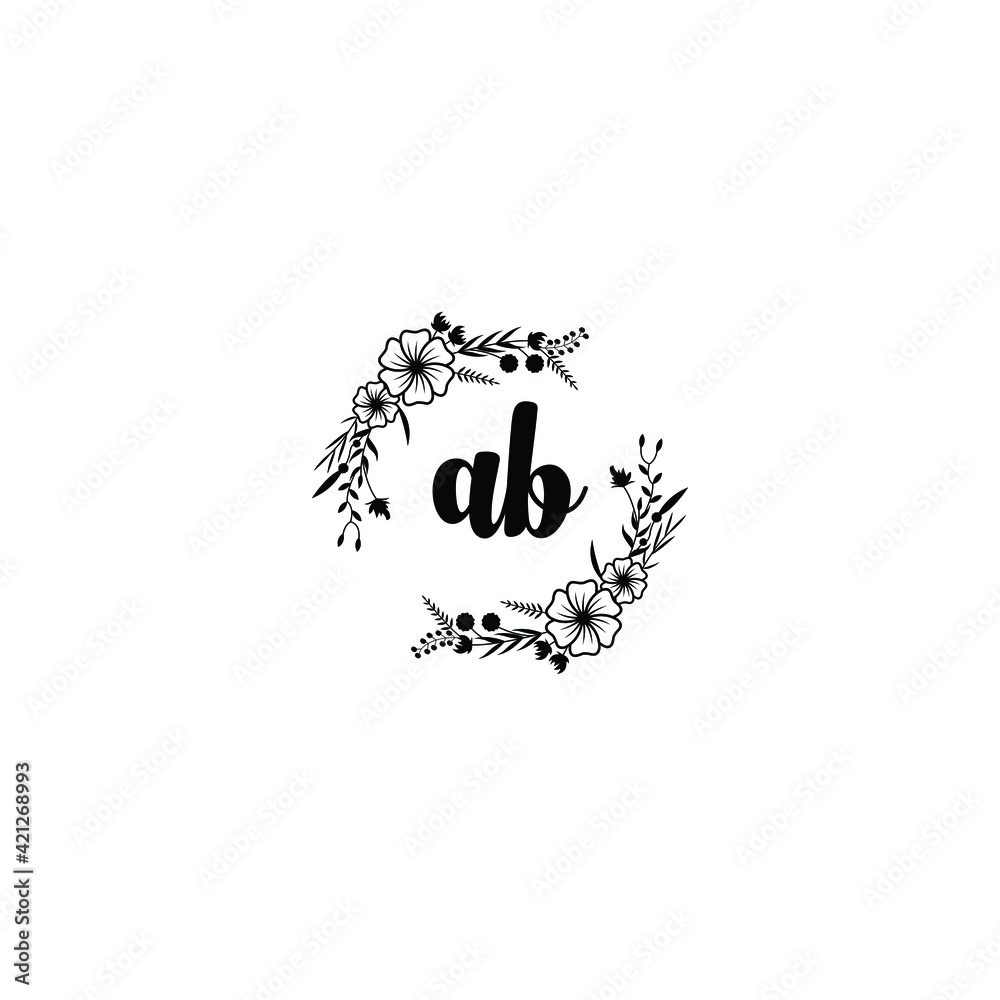 AB initial letters Wedding monogram logos, hand drawn modern minimalistic and frame floral templates AB initial letters Wedding monogram logos, hand drawn modern minimalistic and frame floral templates