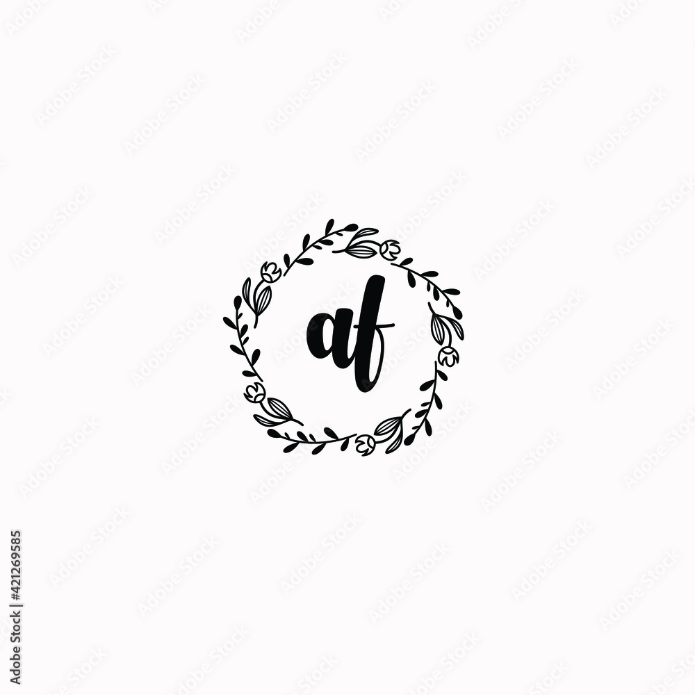 AF initial letters Wedding monogram logos, hand drawn modern minimalistic and frame floral templates AF initial letters Wedding monogram logos, hand drawn modern minimalistic and frame floral templates