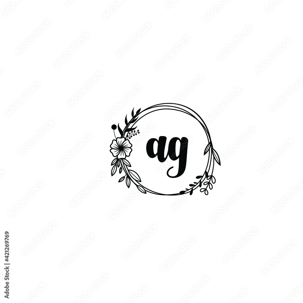 AG initial letters Wedding monogram logos, hand drawn modern minimalistic and frame floral templates AG initial letters Wedding monogram logos, hand drawn modern minimalistic and frame floral templates