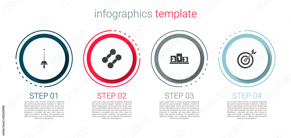 Set Fencing, Dumbbell, Award over sports winner podium and Target with arrow. Business infographic template. Vector Set Fencing, Dumbbell, Award over sports winner podium and Target with arrow. Business infographic template. Vector