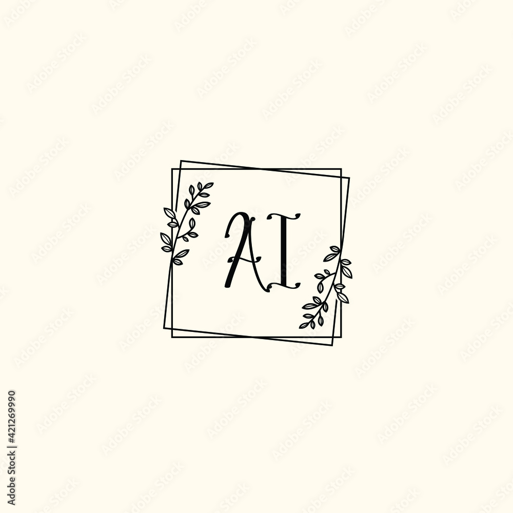 AI initial letters Wedding monogram logos, hand drawn modern minimalistic and frame floral templates AI initial letters Wedding monogram logos, hand drawn modern minimalistic and frame floral templates