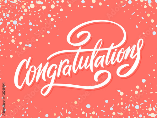 Congratulations. Vector handwritten lettering card.