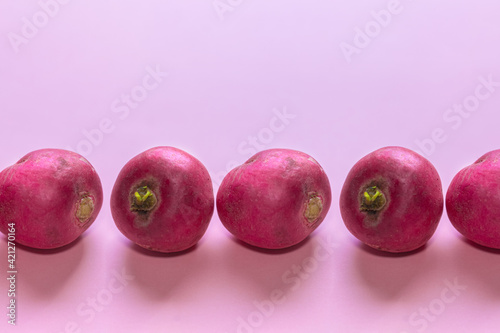 Pink background with radish photo