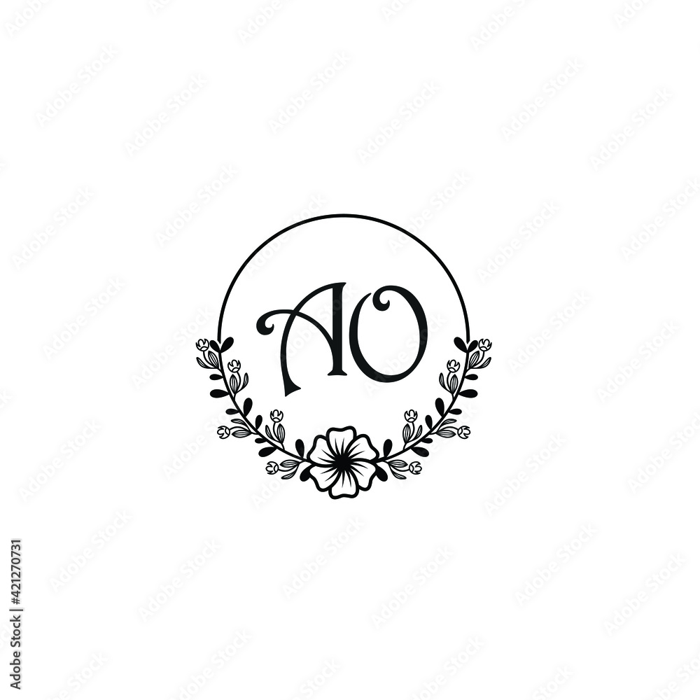 AO initial letters Wedding monogram logos, hand drawn modern minimalistic and frame floral templates AO initial letters Wedding monogram logos, hand drawn modern minimalistic and frame floral templates