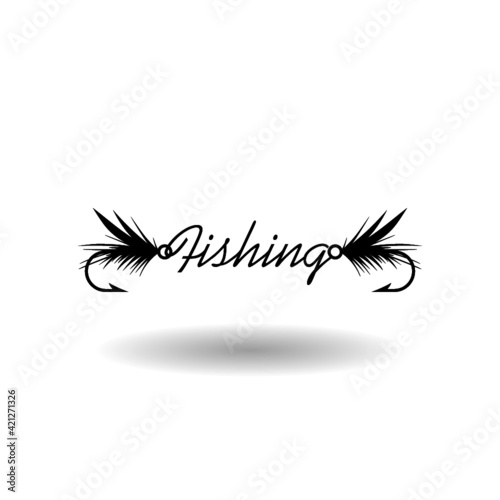 Fishing fly icon with shadow