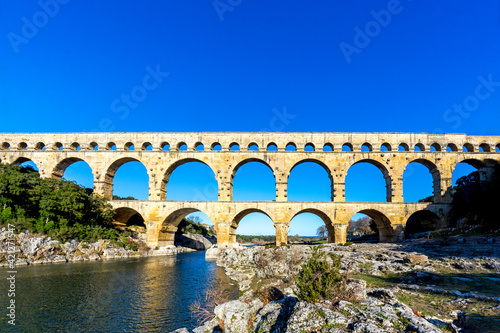 Canvas Print Pont du Gard is an old Roman aqueduct near Nimes