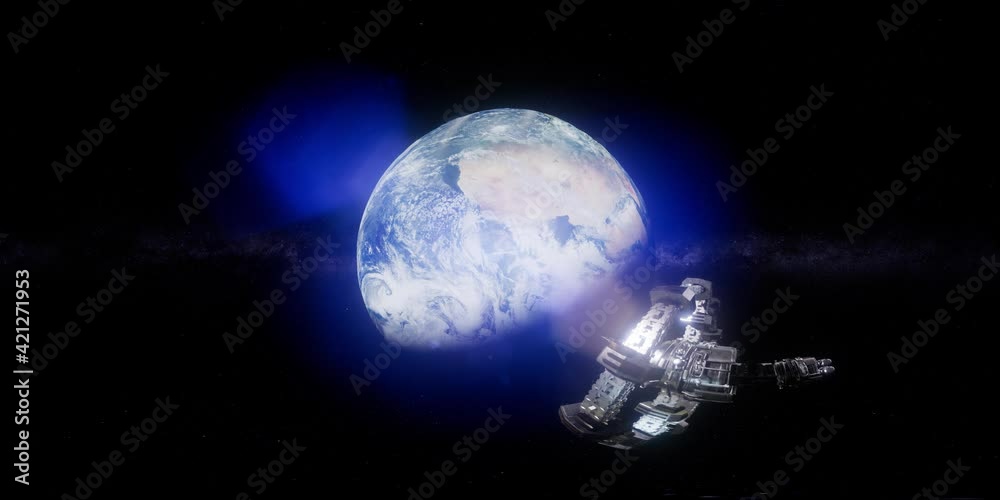 ISS in virtual reality 360 degree video. International Space Station Orbiting ISS in virtual reality 360 degree video. International Space Station Orbiting