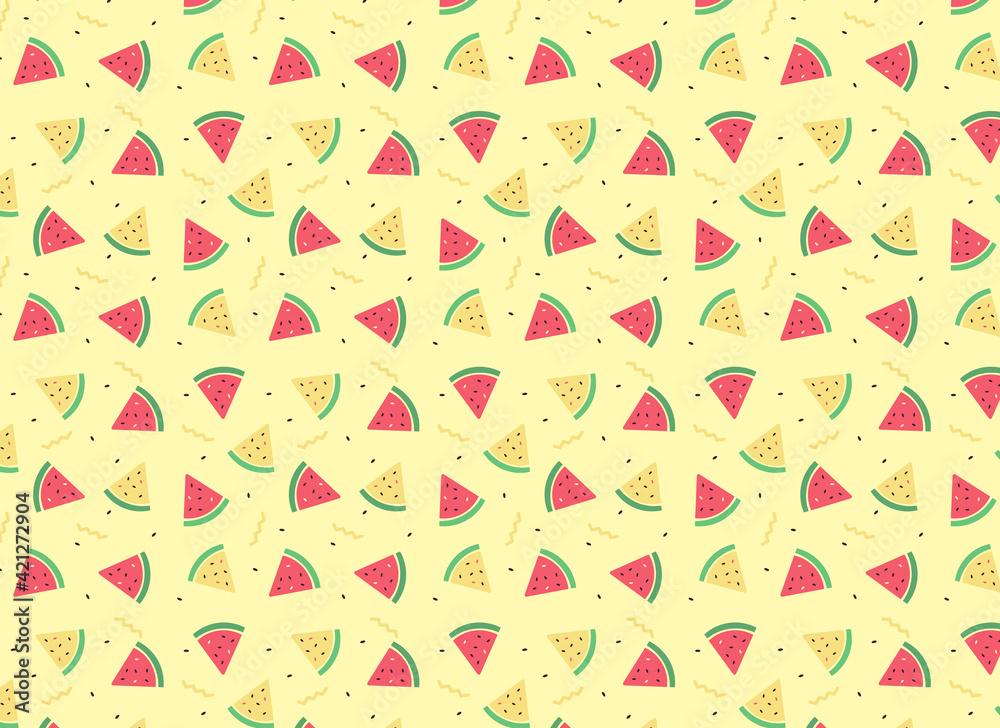 Summer pattern with red and yellow watermelons Summer pattern with red and yellow watermelons