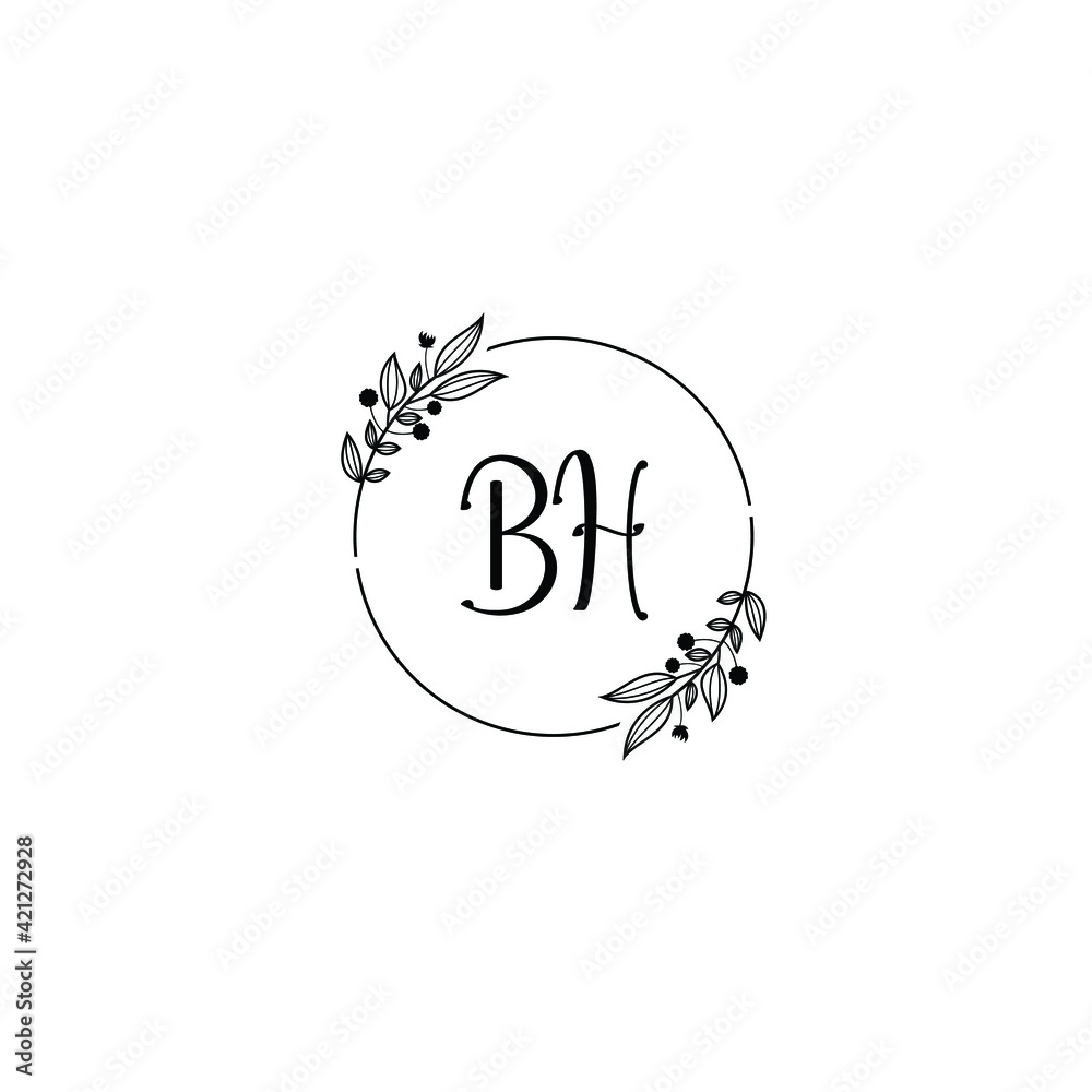 BH initial letters Wedding monogram logos, hand drawn modern minimalistic and frame floral templates BH initial letters Wedding monogram logos, hand drawn modern minimalistic and frame floral templates