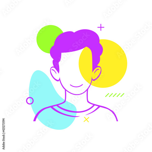 Joyful abstract mood and happiness clipart. Content character with yellow delight and blue satisfaction green fun vector life.
