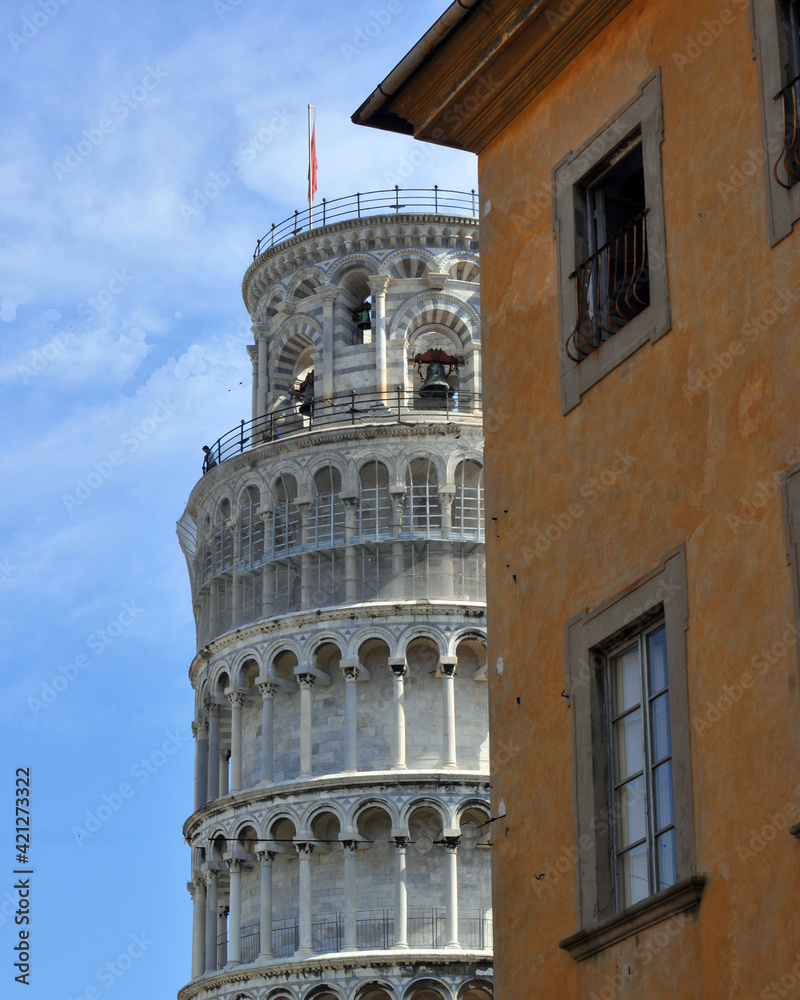 Partial view of the leaning tower in Pisa Italy