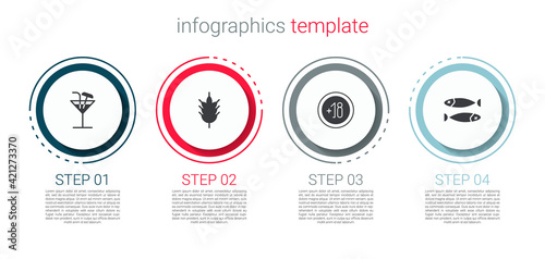 Set Cocktail, Hop, Alcohol 18 plus and Dried fish. Business infographic template. Vector