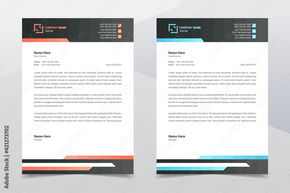Letterhead design template. Creative and elegant modern business A4 letterhead template design. Illustration vector