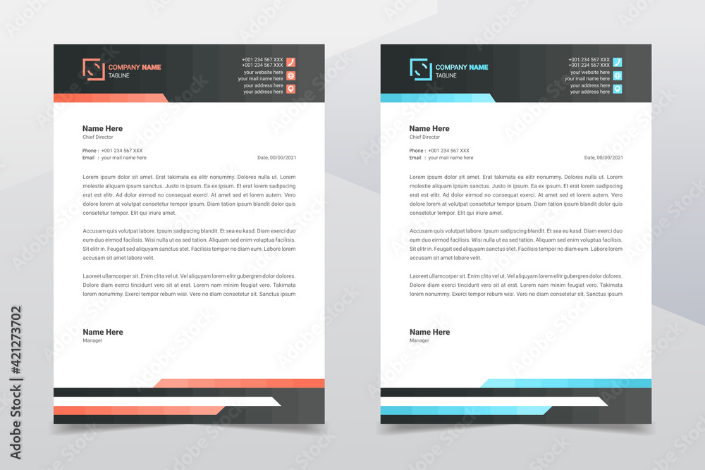 Letterhead design template. Creative and elegant modern business A4 letterhead template design. Illustration vector Letterhead design template. Creative and elegant modern business A4 letterhead template design. Illustration vector
