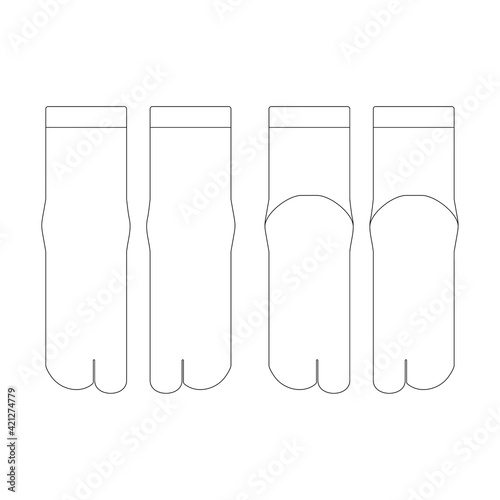 Template tabi sock vector illustration flat sketch design outline