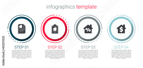 Set House contract, , with percant discount and dollar symbol. Business infographic template. Vector