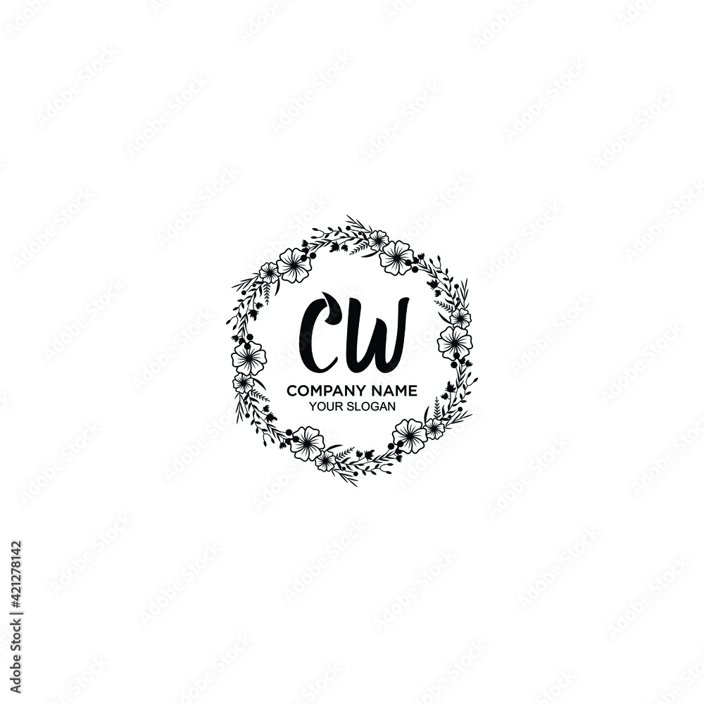 CW initial letters Wedding monogram logos, hand drawn modern minimalistic and frame floral templates CW initial letters Wedding monogram logos, hand drawn modern minimalistic and frame floral templates