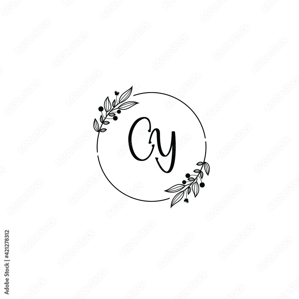 CY initial letters Wedding monogram logos, hand drawn modern minimalistic and frame floral templates CY initial letters Wedding monogram logos, hand drawn modern minimalistic and frame floral templates