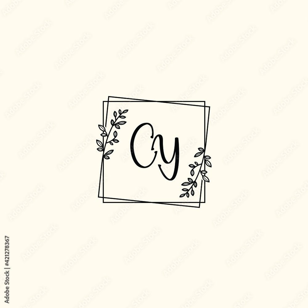 CY initial letters Wedding monogram logos, hand drawn modern minimalistic and frame floral templates CY initial letters Wedding monogram logos, hand drawn modern minimalistic and frame floral templates