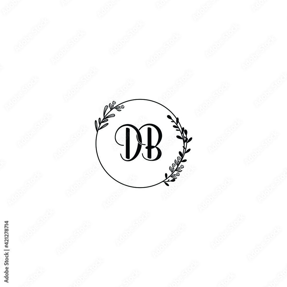 DB initial letters Wedding monogram logos, hand drawn modern minimalistic and frame floral templates DB initial letters Wedding monogram logos, hand drawn modern minimalistic and frame floral templates