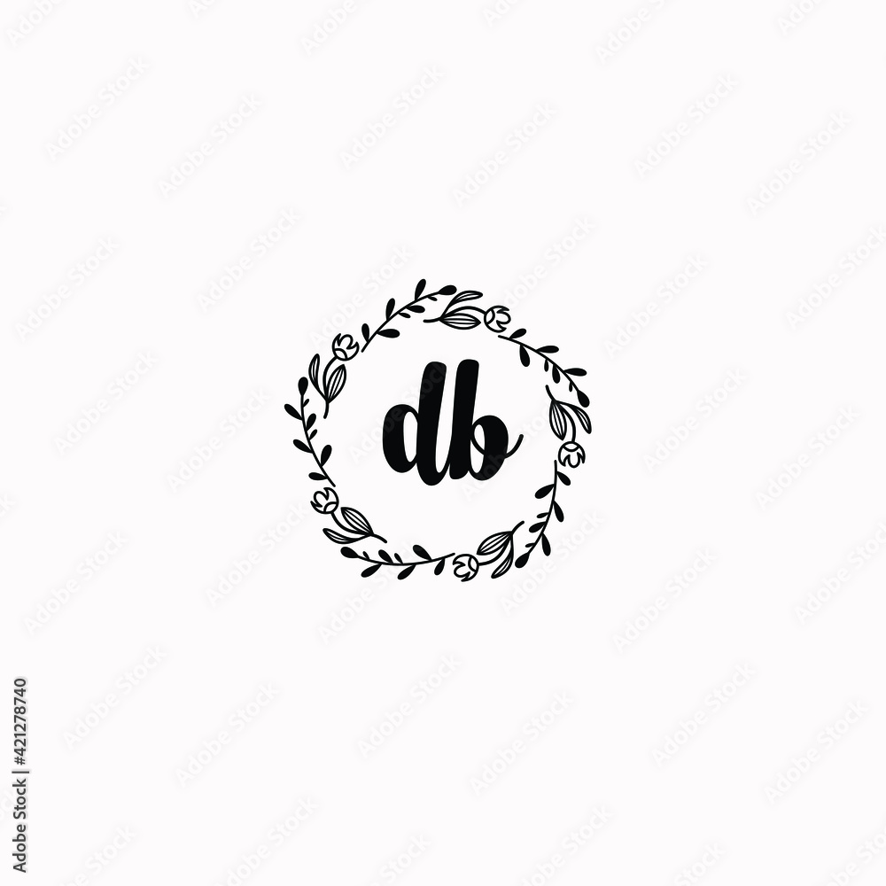 DB initial letters Wedding monogram logos, hand drawn modern minimalistic and frame floral templates DB initial letters Wedding monogram logos, hand drawn modern minimalistic and frame floral templates