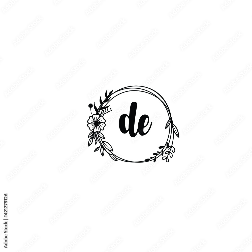 DE initial letters Wedding monogram logos, hand drawn modern minimalistic and frame floral templates DE initial letters Wedding monogram logos, hand drawn modern minimalistic and frame floral templates