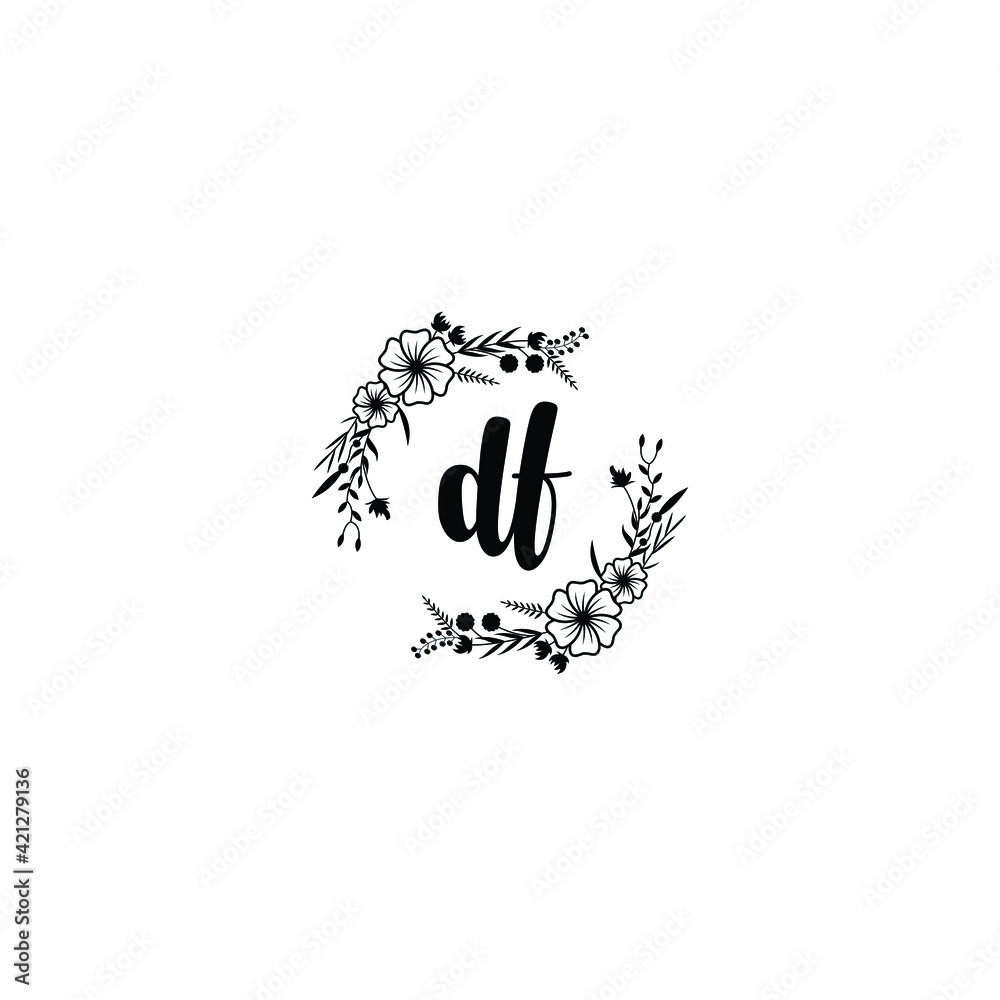 DF initial letters Wedding monogram logos, hand drawn modern minimalistic and frame floral templates DF initial letters Wedding monogram logos, hand drawn modern minimalistic and frame floral templates