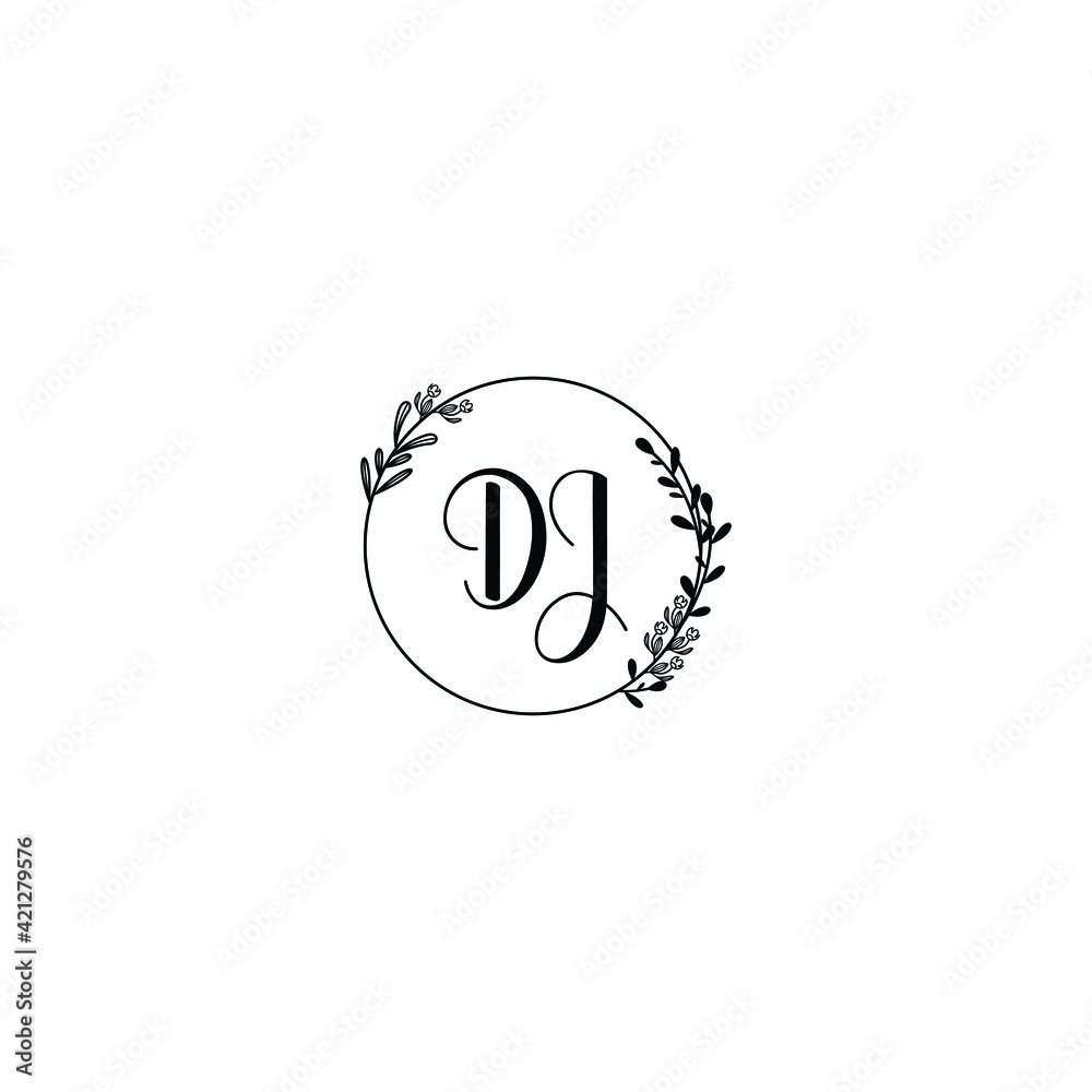 DJ initial letters Wedding monogram logos, hand drawn modern minimalistic and frame floral templates DJ initial letters Wedding monogram logos, hand drawn modern minimalistic and frame floral templates
