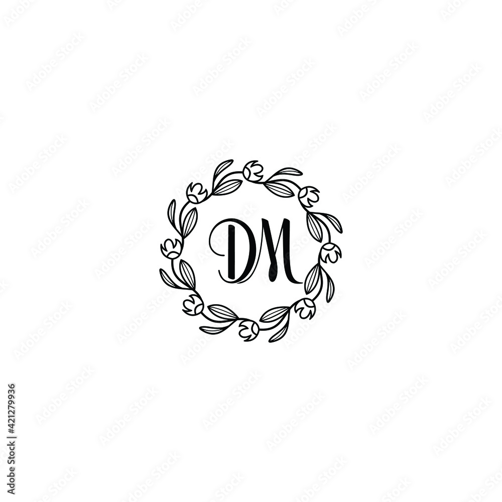 DM initial letters Wedding monogram logos, hand drawn modern minimalistic and frame floral templates DM initial letters Wedding monogram logos, hand drawn modern minimalistic and frame floral templates