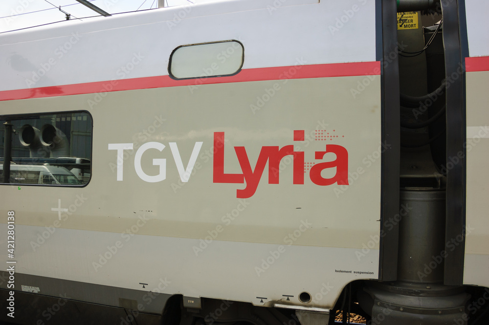 PARIS, FRANCE - MAY 16, 2016: TGV Lyria train at Gare de Lyon (Lyon ...