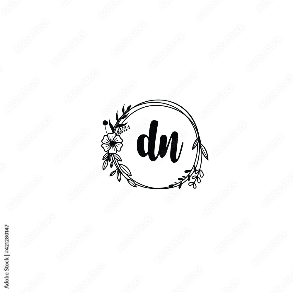 DN initial letters Wedding monogram logos, hand drawn modern minimalistic and frame floral templates DN initial letters Wedding monogram logos, hand drawn modern minimalistic and frame floral templates