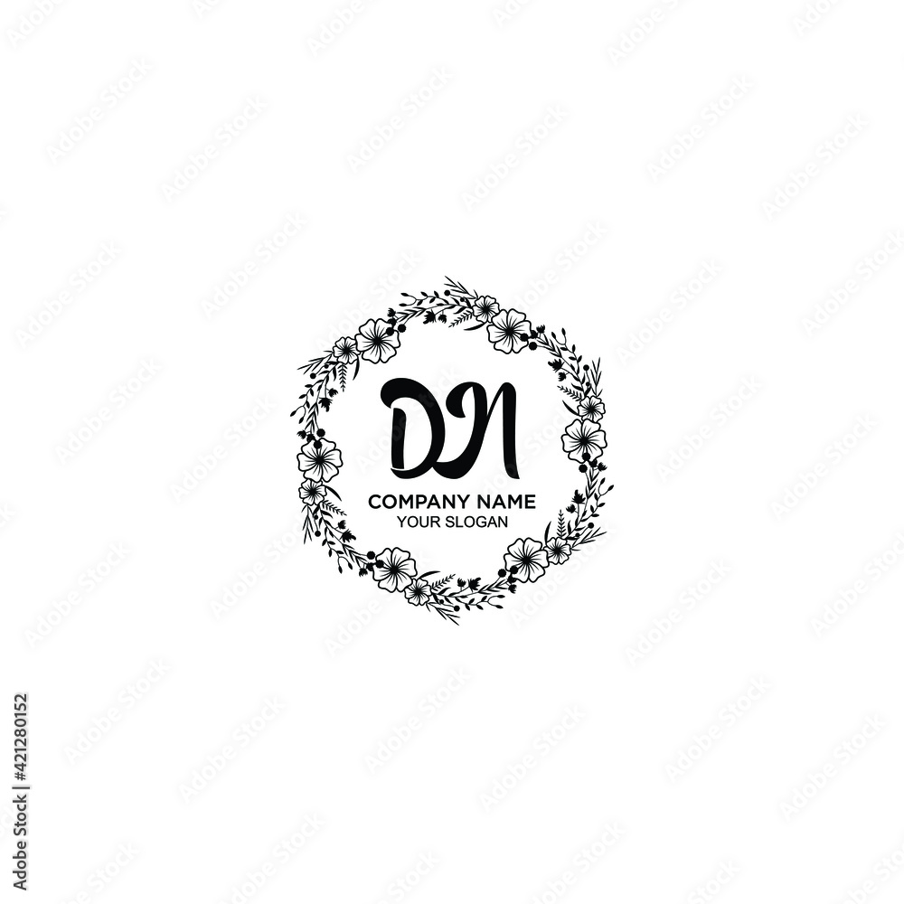 DN initial letters Wedding monogram logos, hand drawn modern minimalistic and frame floral templates DN initial letters Wedding monogram logos, hand drawn modern minimalistic and frame floral templates