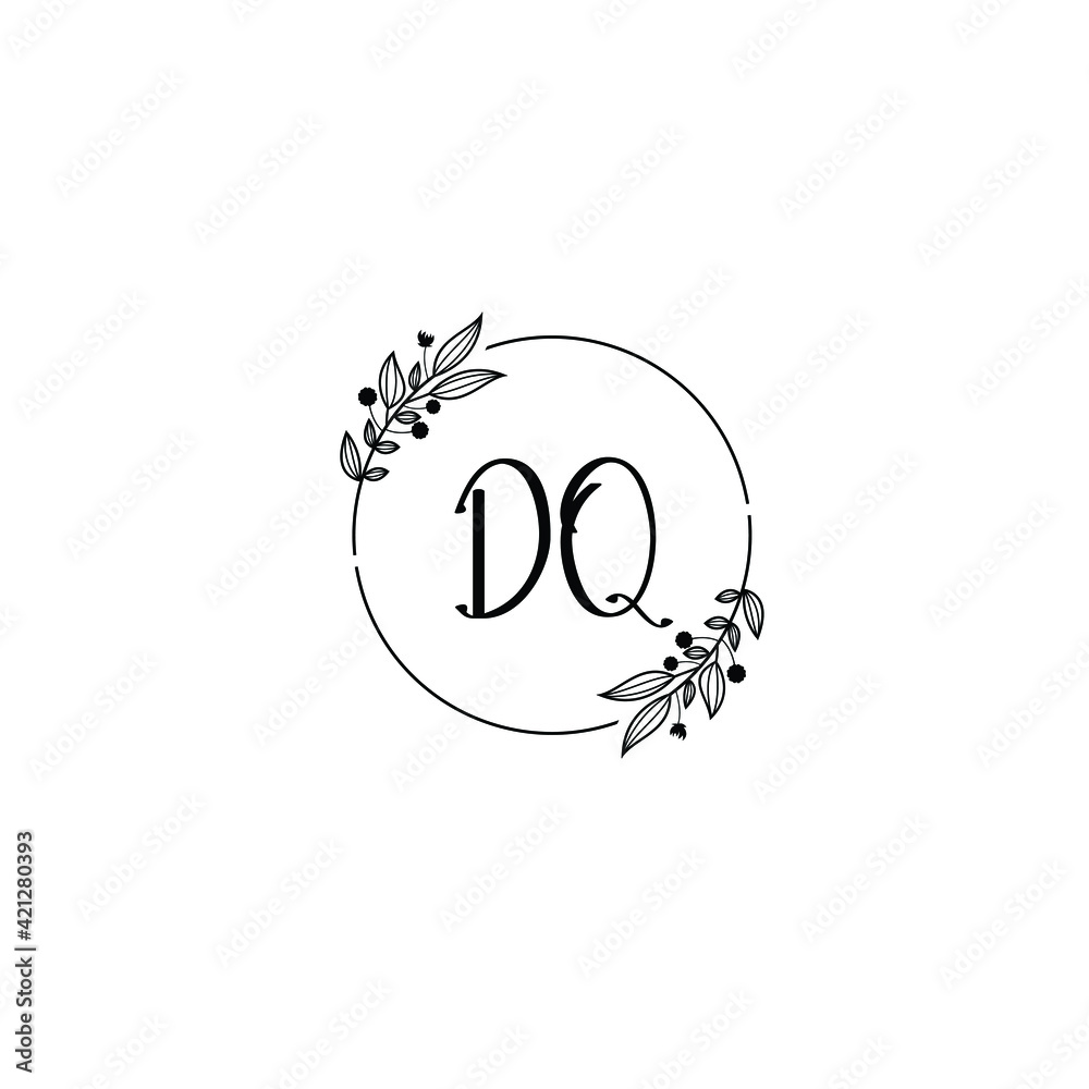 DQ initial letters Wedding monogram logos, hand drawn modern minimalistic and frame floral templates DQ initial letters Wedding monogram logos, hand drawn modern minimalistic and frame floral templates