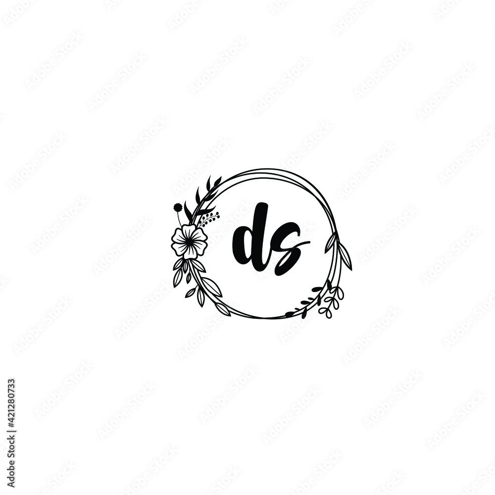 DS initial letters Wedding monogram logos, hand drawn modern minimalistic and frame floral templates DS initial letters Wedding monogram logos, hand drawn modern minimalistic and frame floral templates
