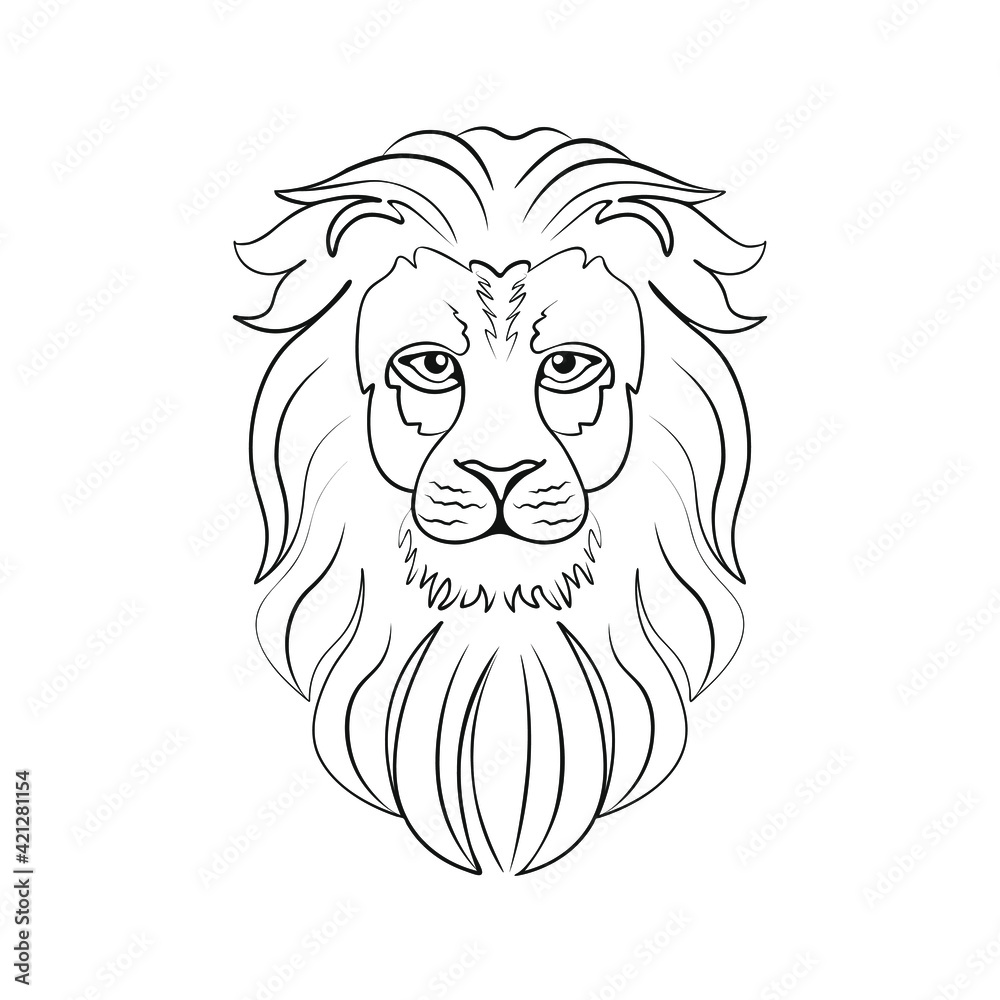 Lion Head mascot. Lion Icon Zodiac Symbol isolated on white. Animal Vector Illustration.