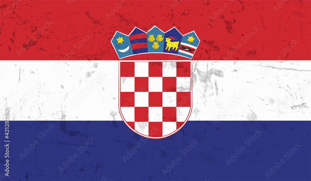 Grunge Croatia flag. Croatia flag with waving grunge texture.