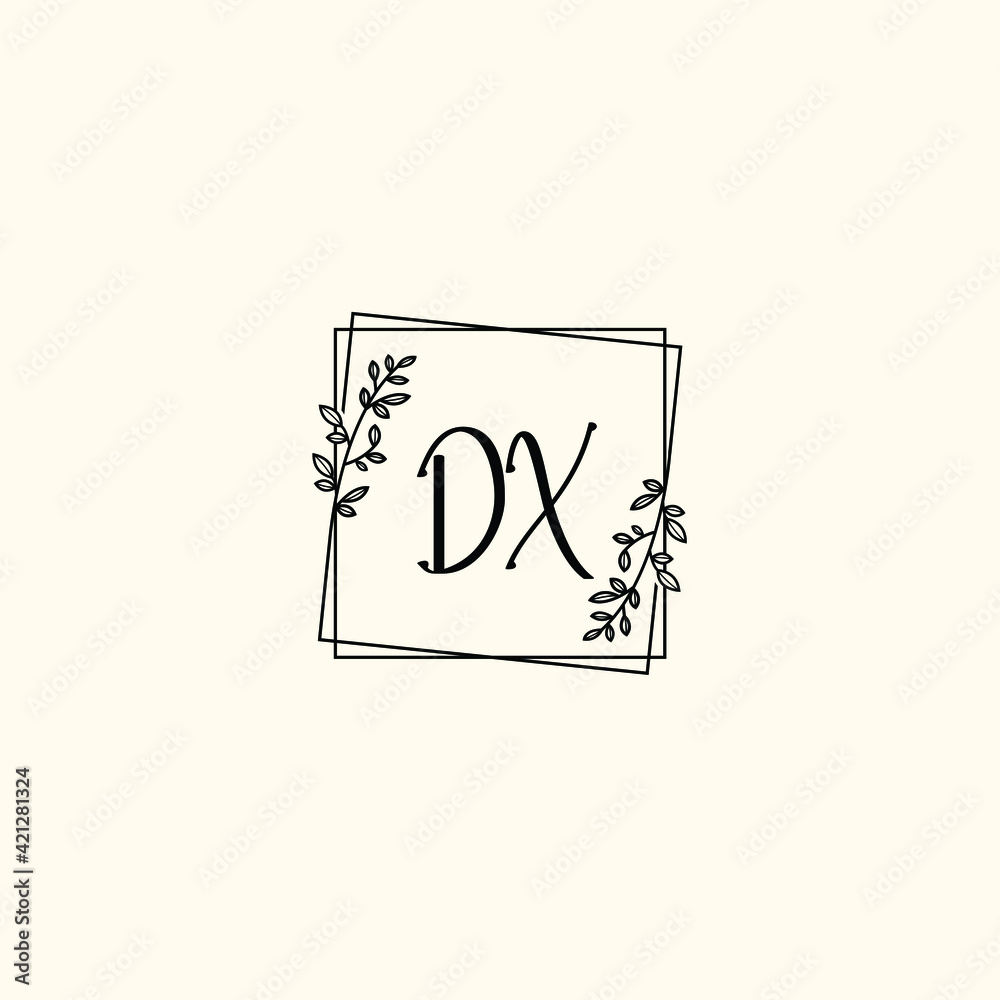 DX initial letters Wedding monogram logos, hand drawn modern minimalistic and frame floral templates DX initial letters Wedding monogram logos, hand drawn modern minimalistic and frame floral templates