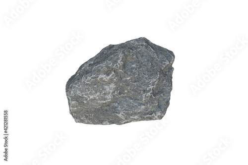 Limestone specimen isolated on white background. Limestone is a sedimentary rock composed of skeletal fragments of marine organisms. 